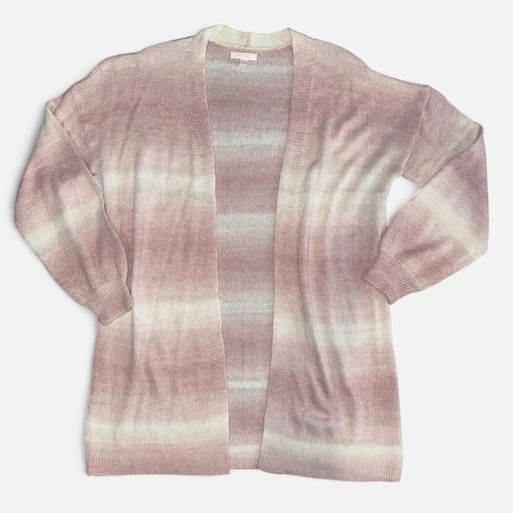 Lauren Conrad Pink with Silver Sparkles Knit Cardigan, Size Large